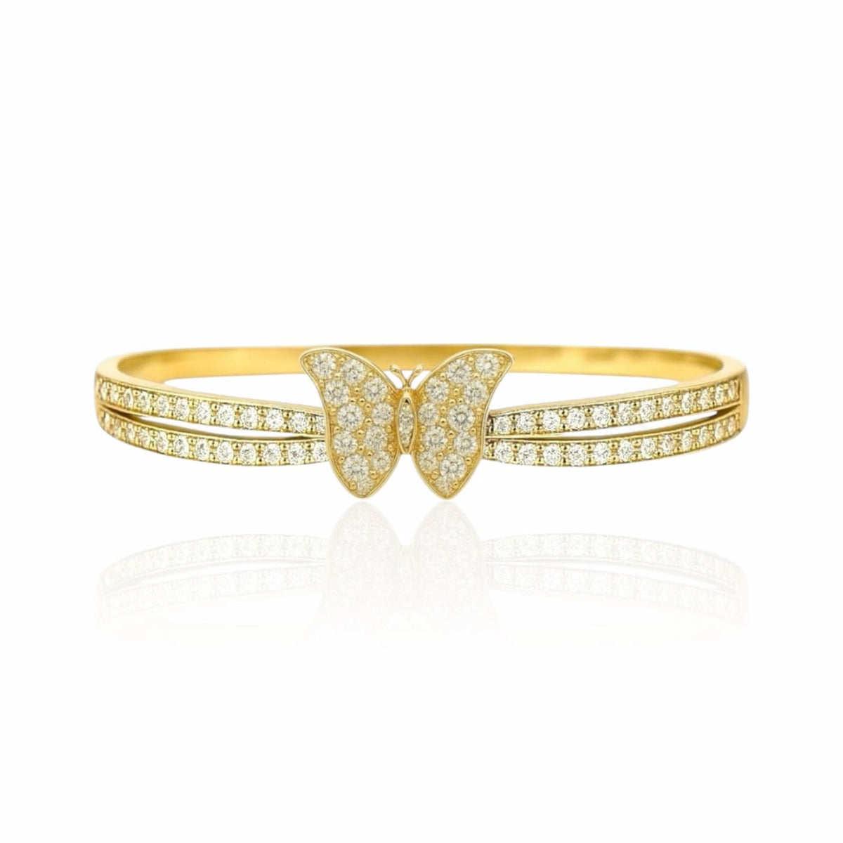 Bracelete Borboleta Cravejado Dourado