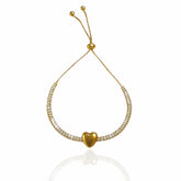 Pulseira Riviera com Coração Dourado