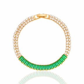 Pulseira Riviera Zircônia Verde com Dourado