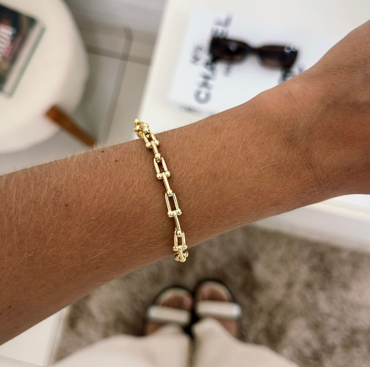Bracelete Elos Rígido Inspiração de Metal