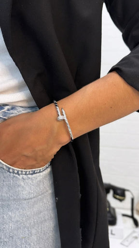 Bracelete Prego Cravejado com Micro Zircônia Cristal