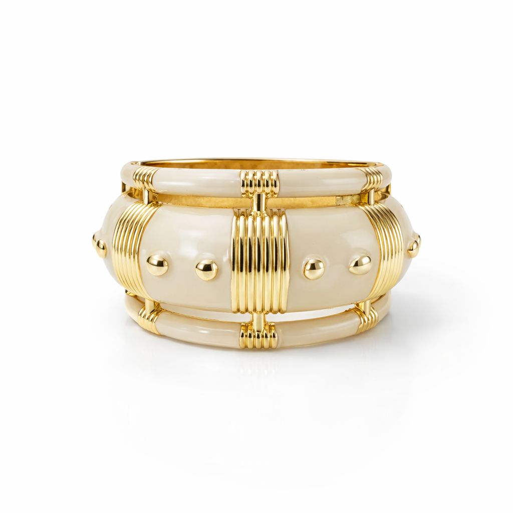 Bracelete Esmaltado Dourado Articulável