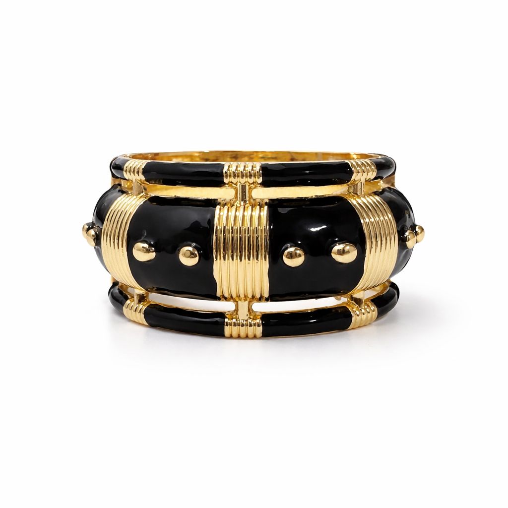 Bracelete Esmaltado Dourado Articulável