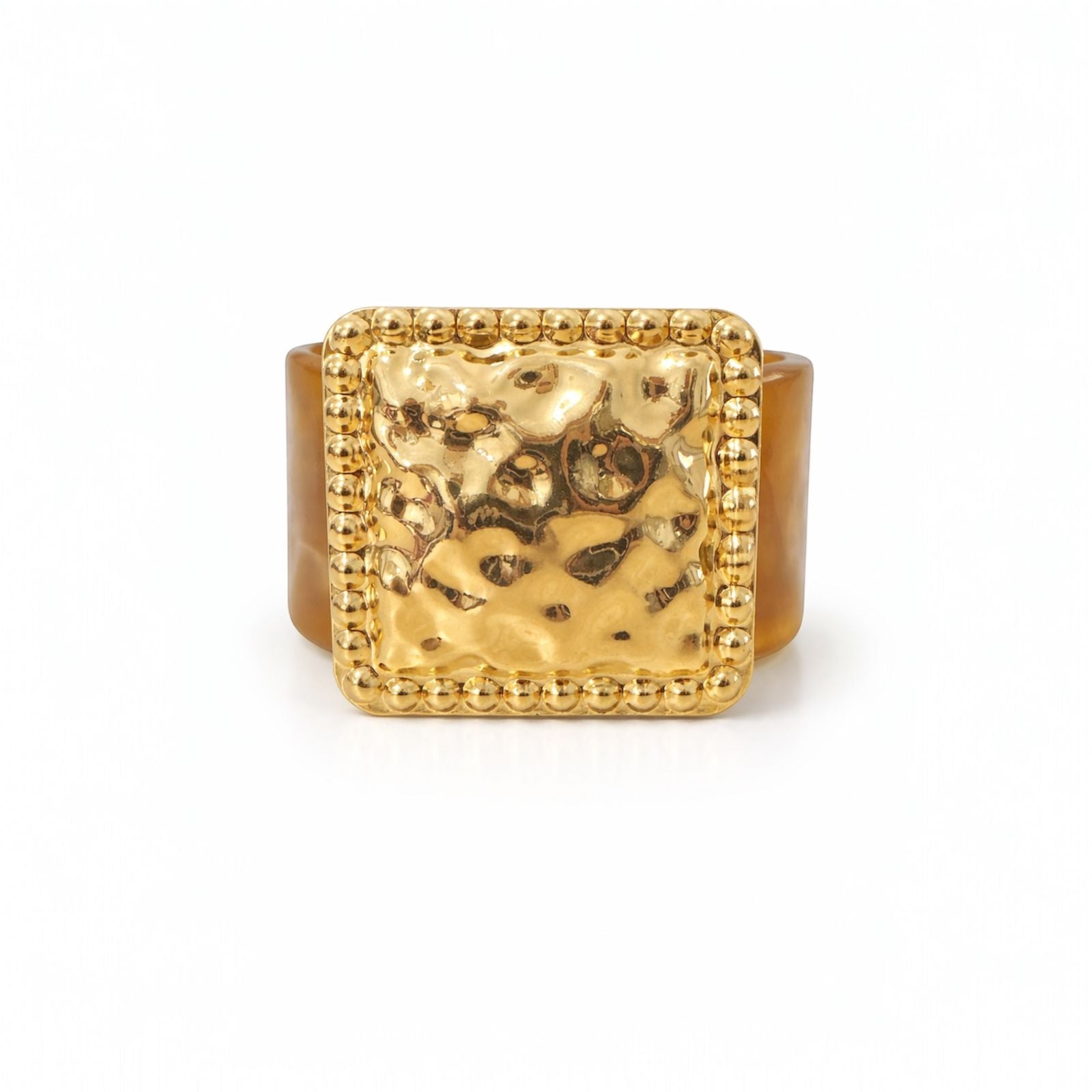 Bracelete de Resina com Detalhe Dourado Quadrado