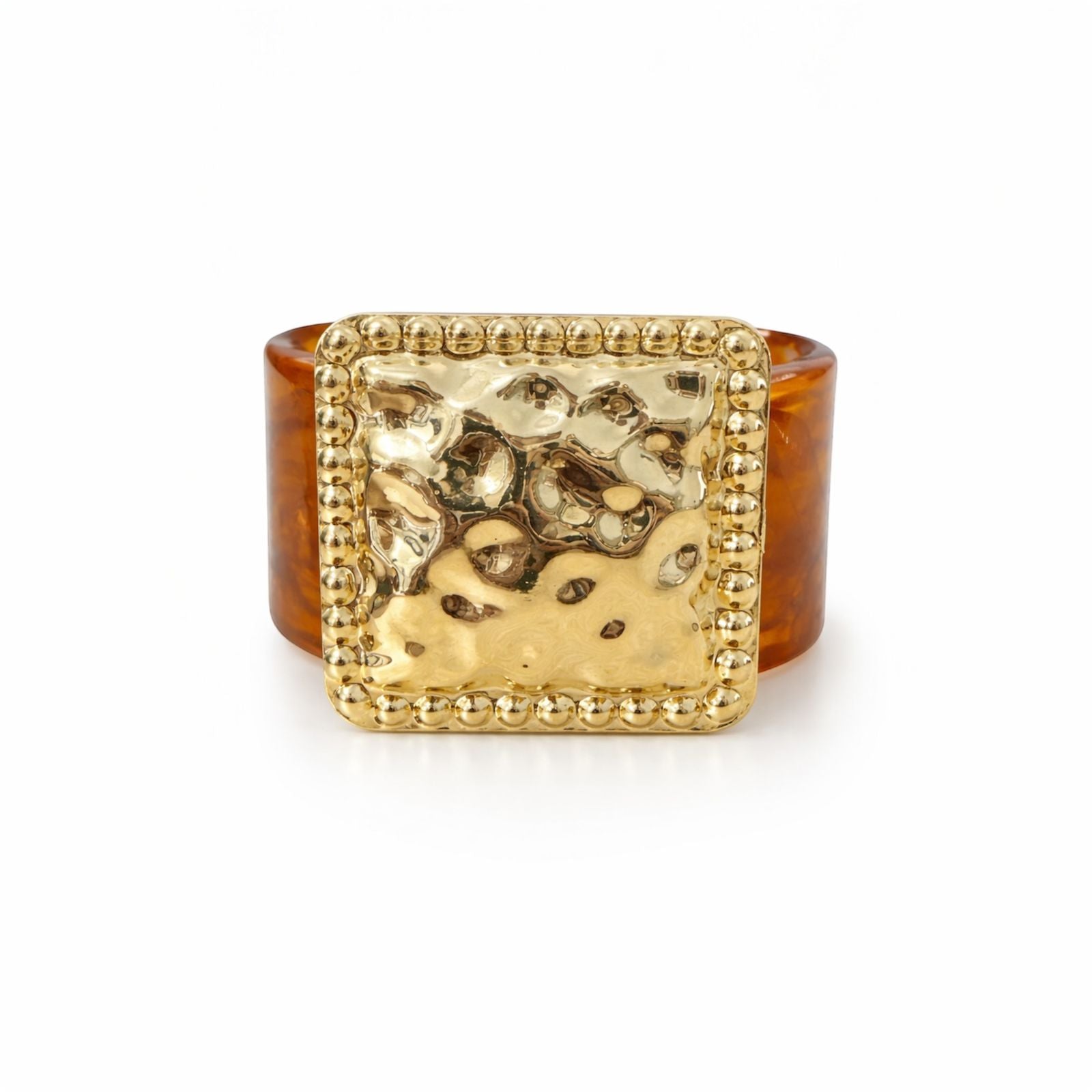 Bracelete de Resina com Detalhe Dourado Quadrado