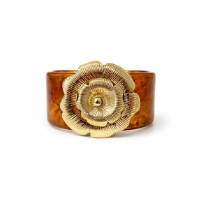 Bracelete de Resina com Detalhe Dourado Flor
