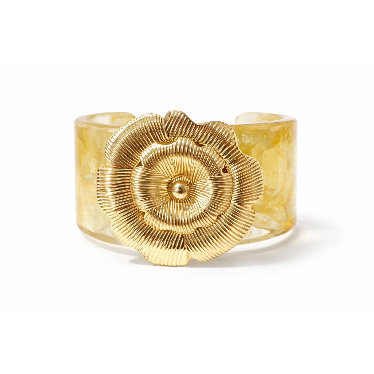 Bracelete de Resina com Detalhe Dourado Flor
