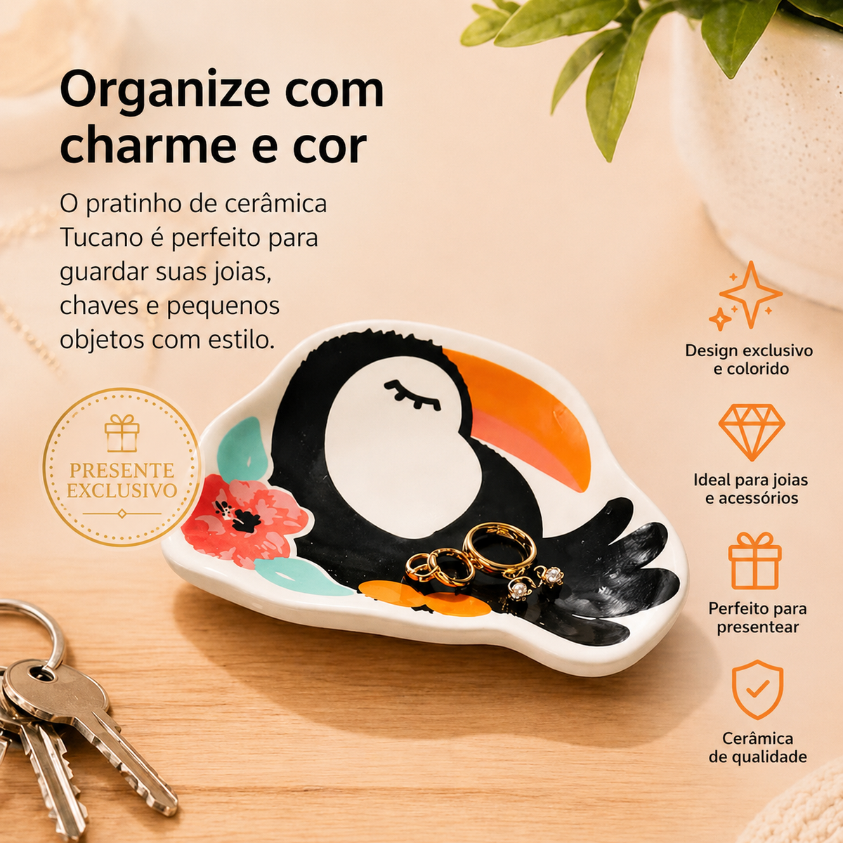 PRESENTE PORTA JOIAS CERÂMICA