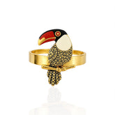 Anel Tucano Esmaltado  Ajustável Dourado