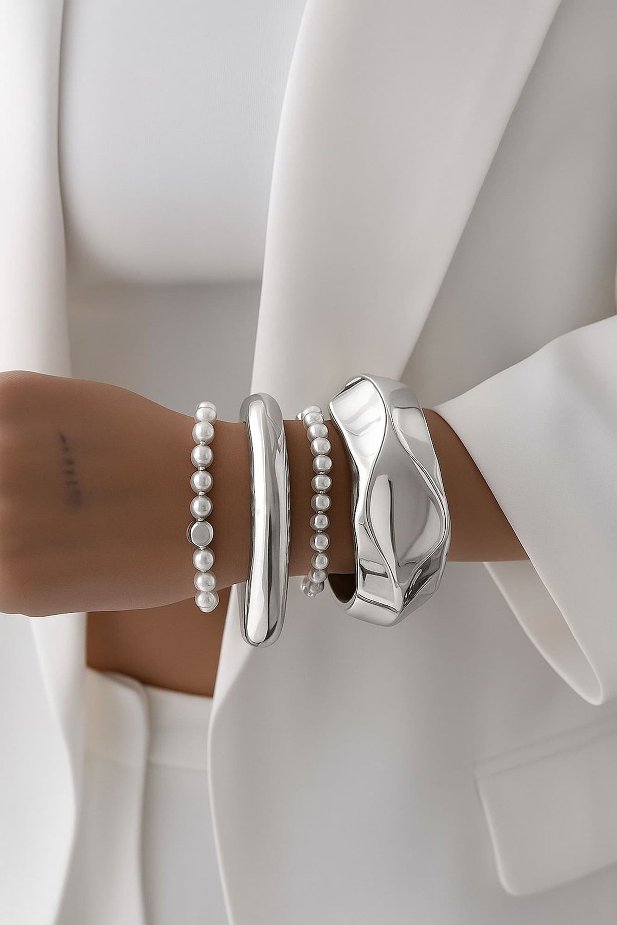 Bracelete Aro Liso Ródio Branco