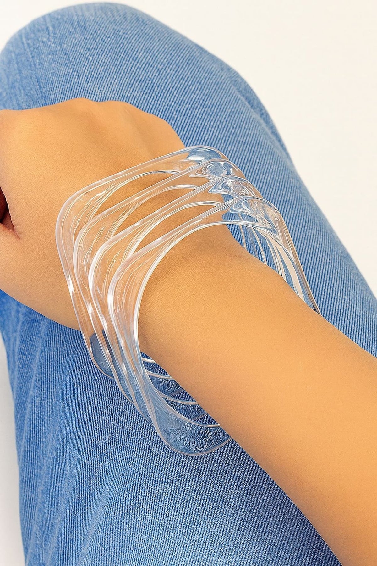 Bracelete Acrílico Transparente Quadrado