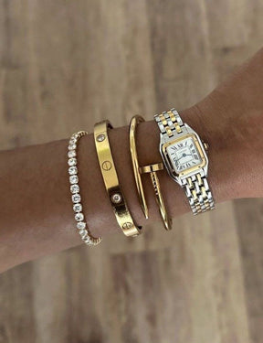 Bracelete Prego Dourado Aço Inoxidável