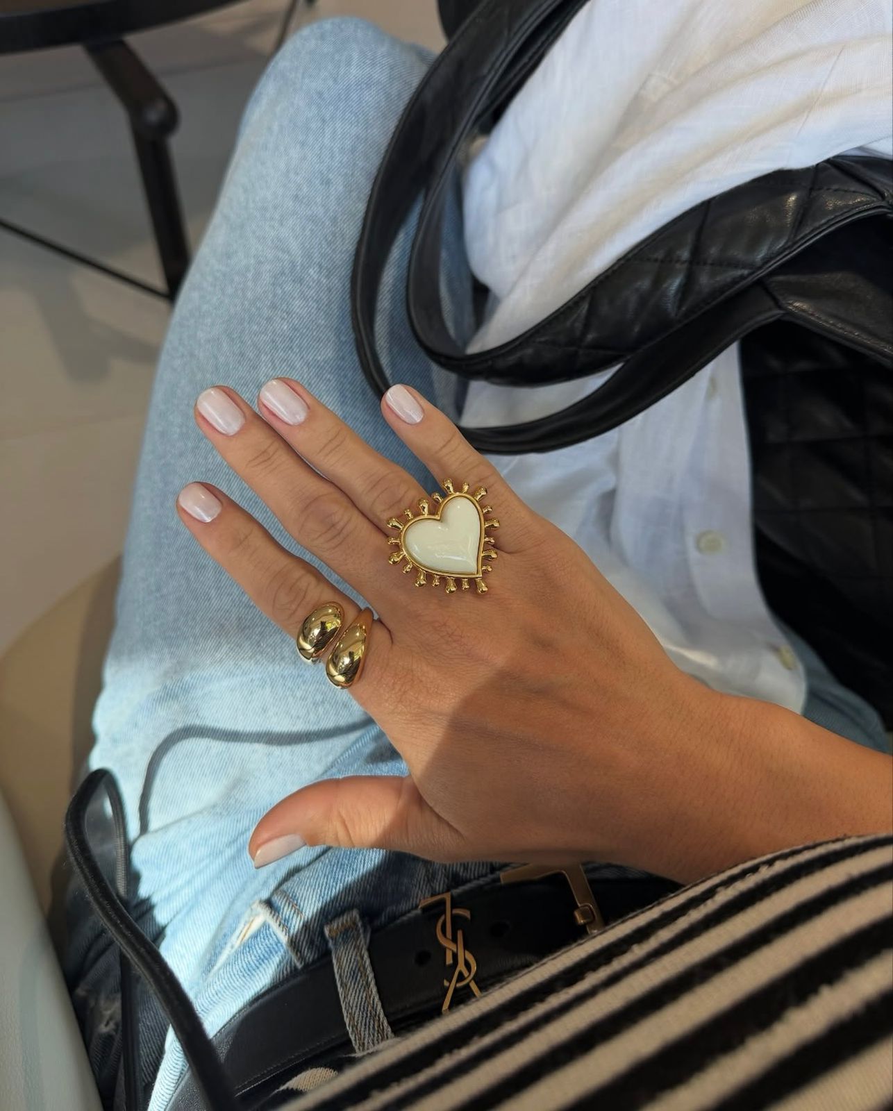 Anel Coração Boho Branco Tamanho 18