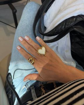 Anel Coração Boho Branco Tamanho 18