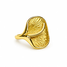 Anel Flor Antúrio Texturizado Dourado Tam 19