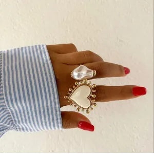 Anel Pérola Barroca com Dourado