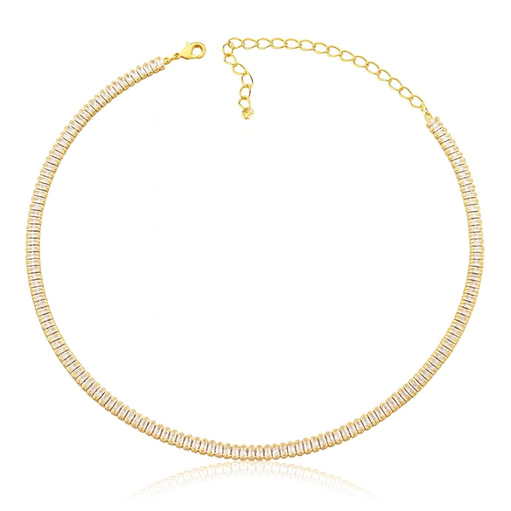 Choker Riviera Baguete Zircônia Cristal