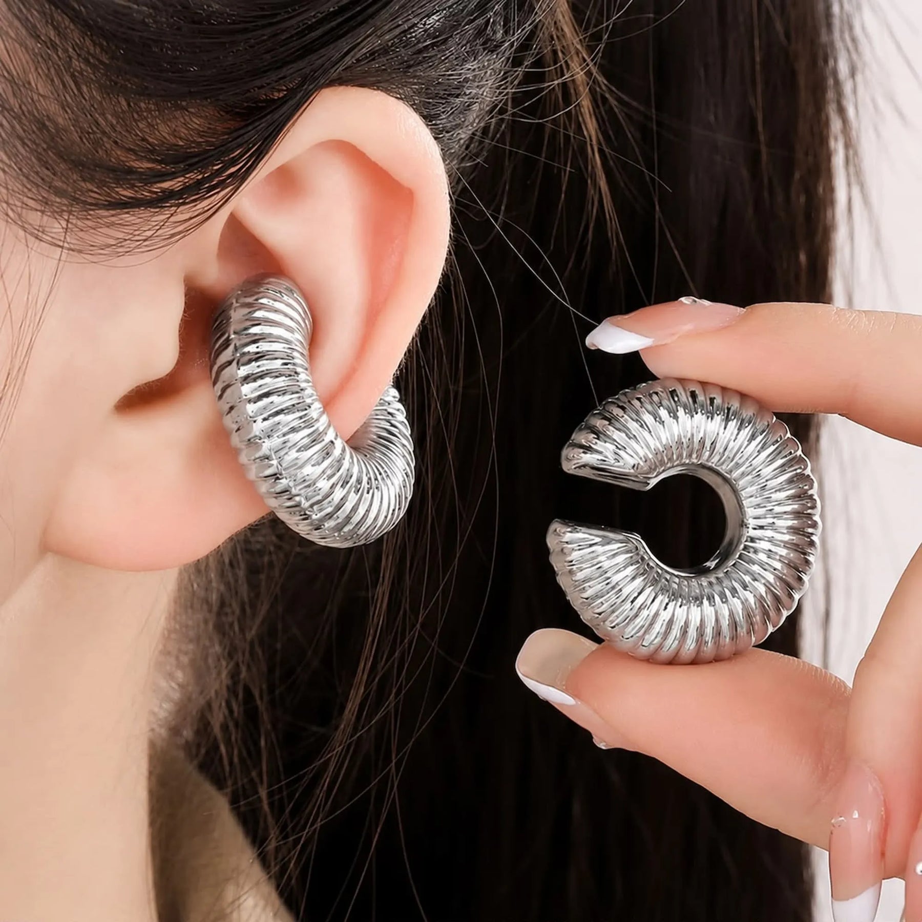 Piercing Fake Argola Textura Espiral