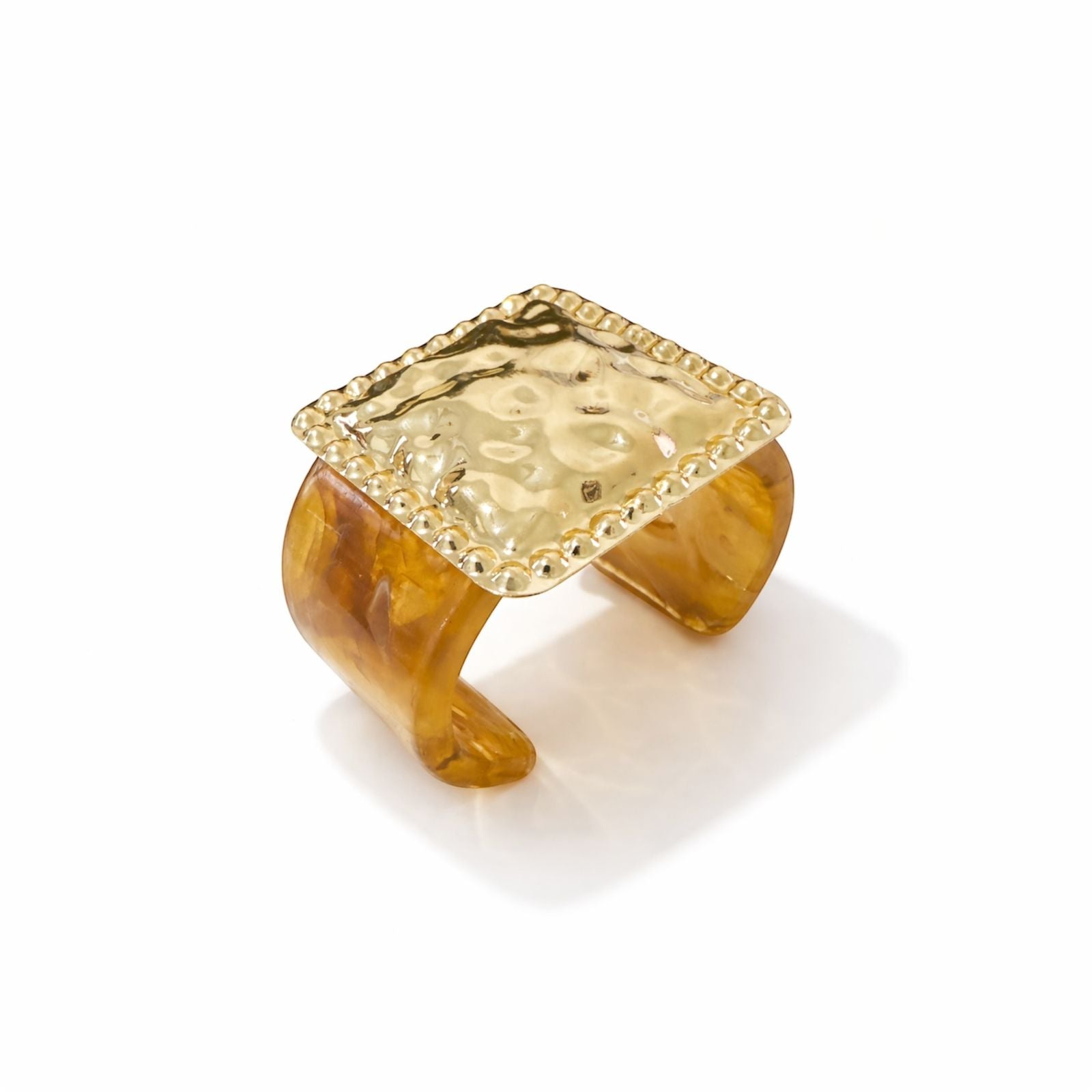 Bracelete de Resina com Detalhe Dourado Quadrado